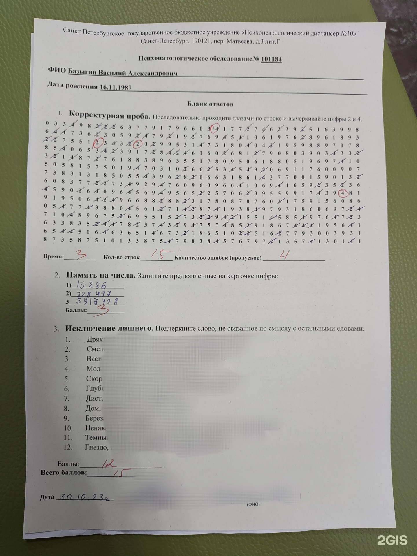 Психоневрологический диспансер №10, переулок Матвеева, 3, Санкт-Петербург —  2ГИС